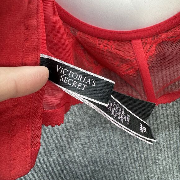 Victoria's Secret 38DD Very Sexy Shine Strap Push-Up Corset Top Bustier Bra Red - Picture 8 of 10